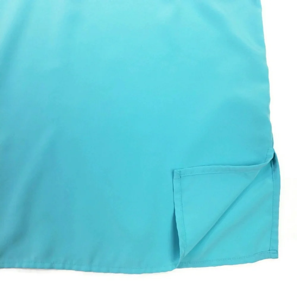 Essentials Blue Button Front Short Cuffed Sleeve Career Blouse Womens 4X - Picture 7 of 13